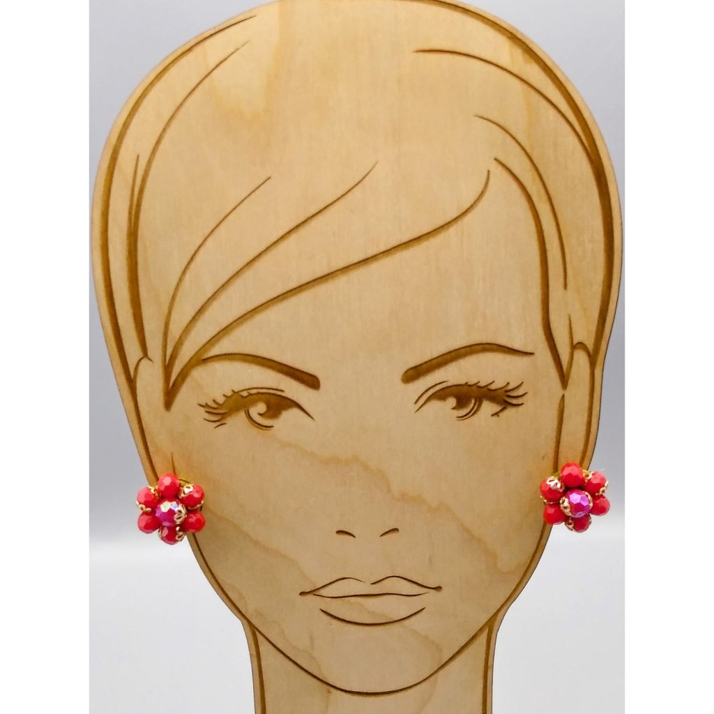 Vintage Lustrous Red Cluster Earrings Unique Clip Ons From Mid Century Hong Kon 29$